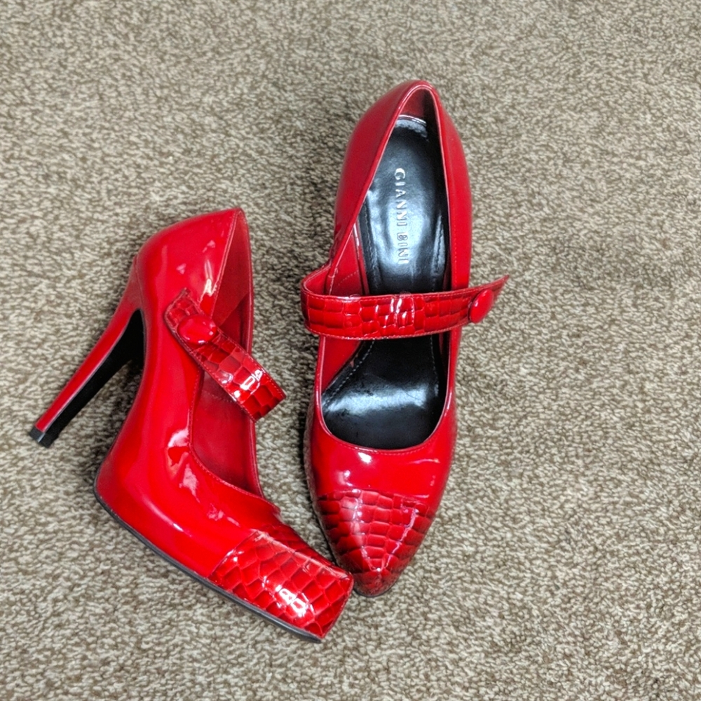 Patent leather red heels